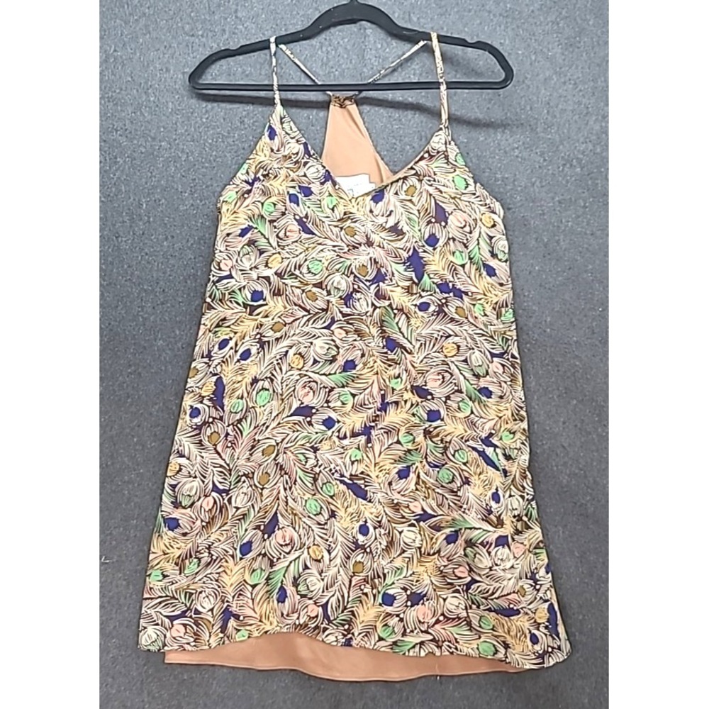 Judith March Dress Womens Sz M Brown Blue Peacock Racerback Layered‎ Slip
